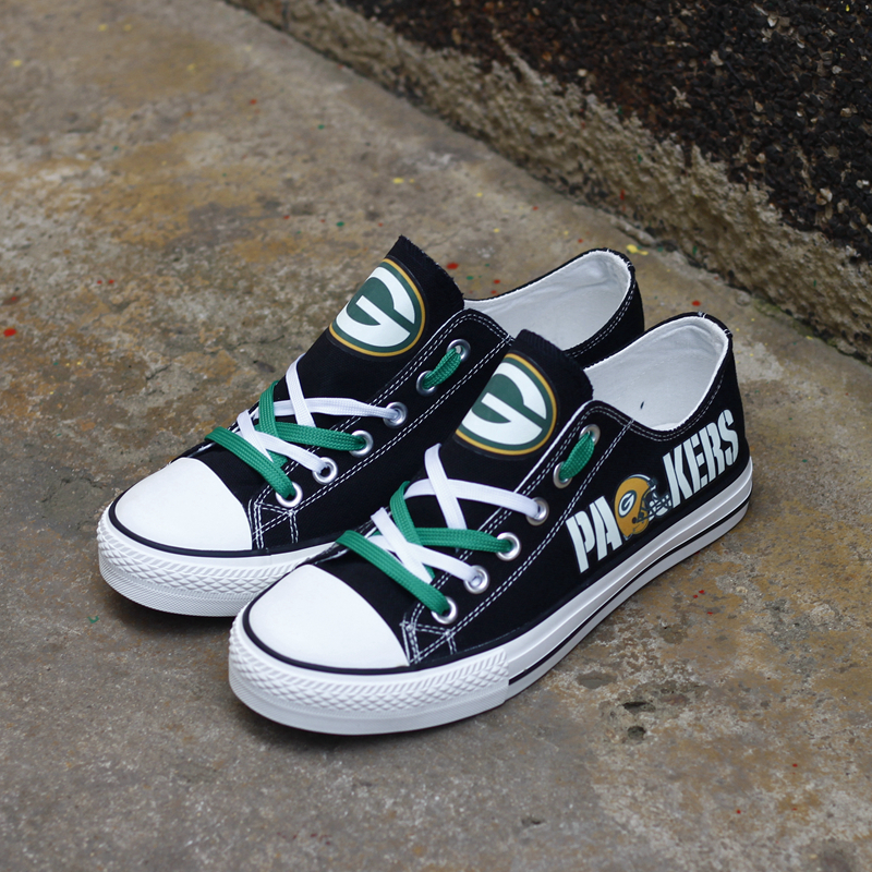 Women Or Youth Green Bay Packers Repeat Print Low Top Sneakers 009